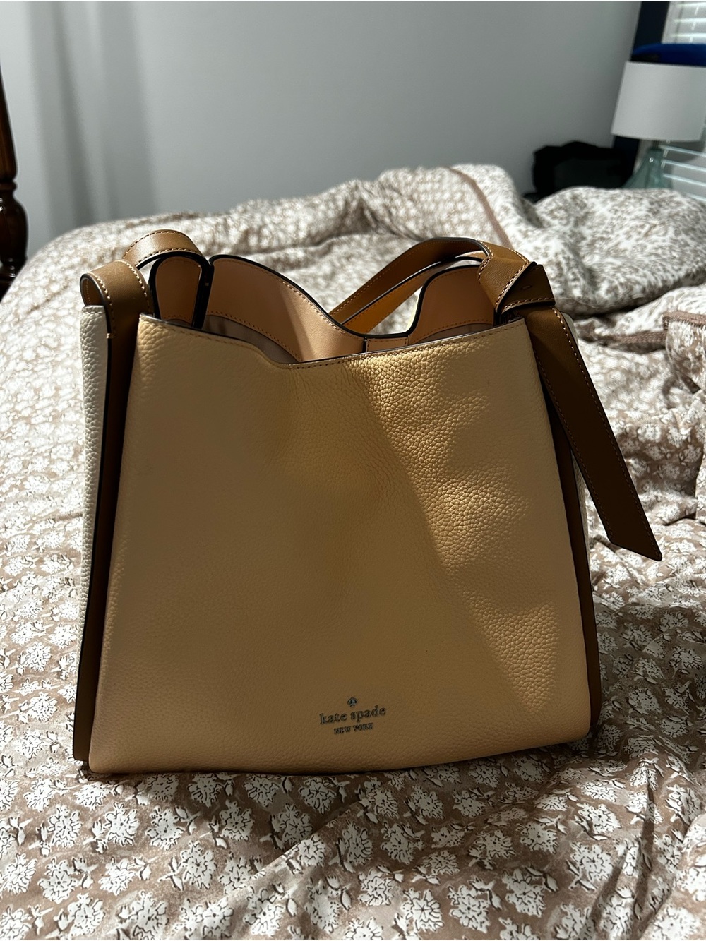 kate spade Pebbled Leather Shoulder Bag in crisp peach